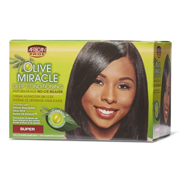 AFRICAN PRIDE OLIVE MIRACLE ≡ Kit Défrisant Anti-Casse "Super"