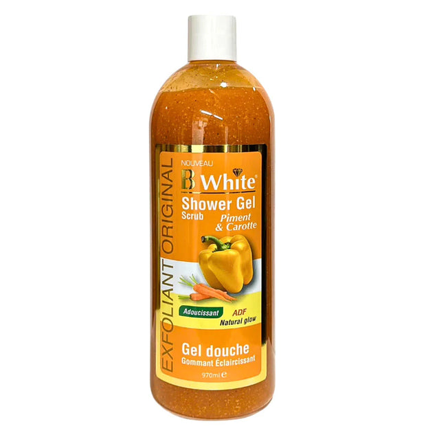 B WHITE ≡ Gel Douche Gommant Et Eclaircissant Carotte & Piment Doux