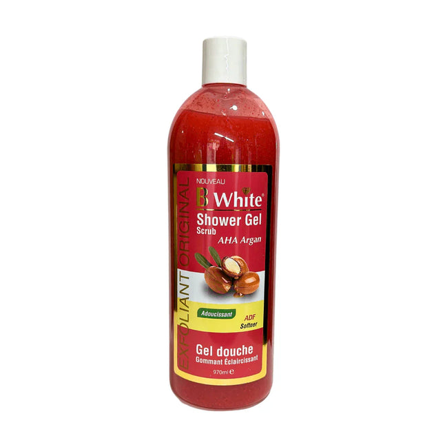 B WHITE ≡ Gel Douche Gommant Et Eclaircissant AHA & Huile D'argan
